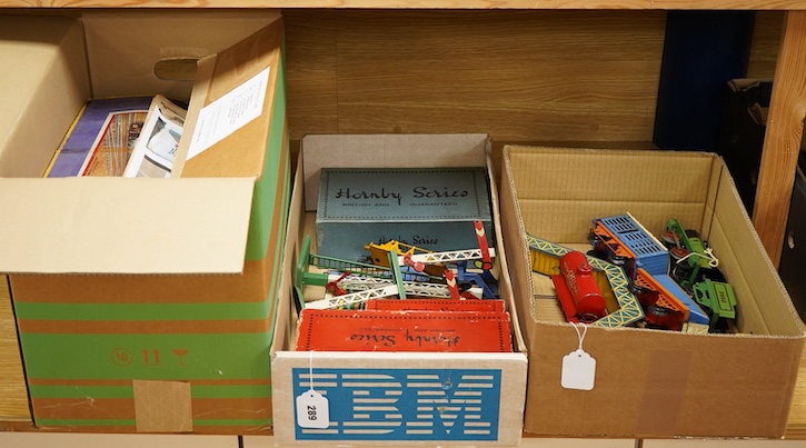 A collection of Hornby 0 gauge tinplate clockwork railway, including; a boxed No.1 Special GWR 0-4-0T locomotive, 5500, complete with original inner card packing pieces, etc., together with a boxed Dinky Toys No.1 Statio